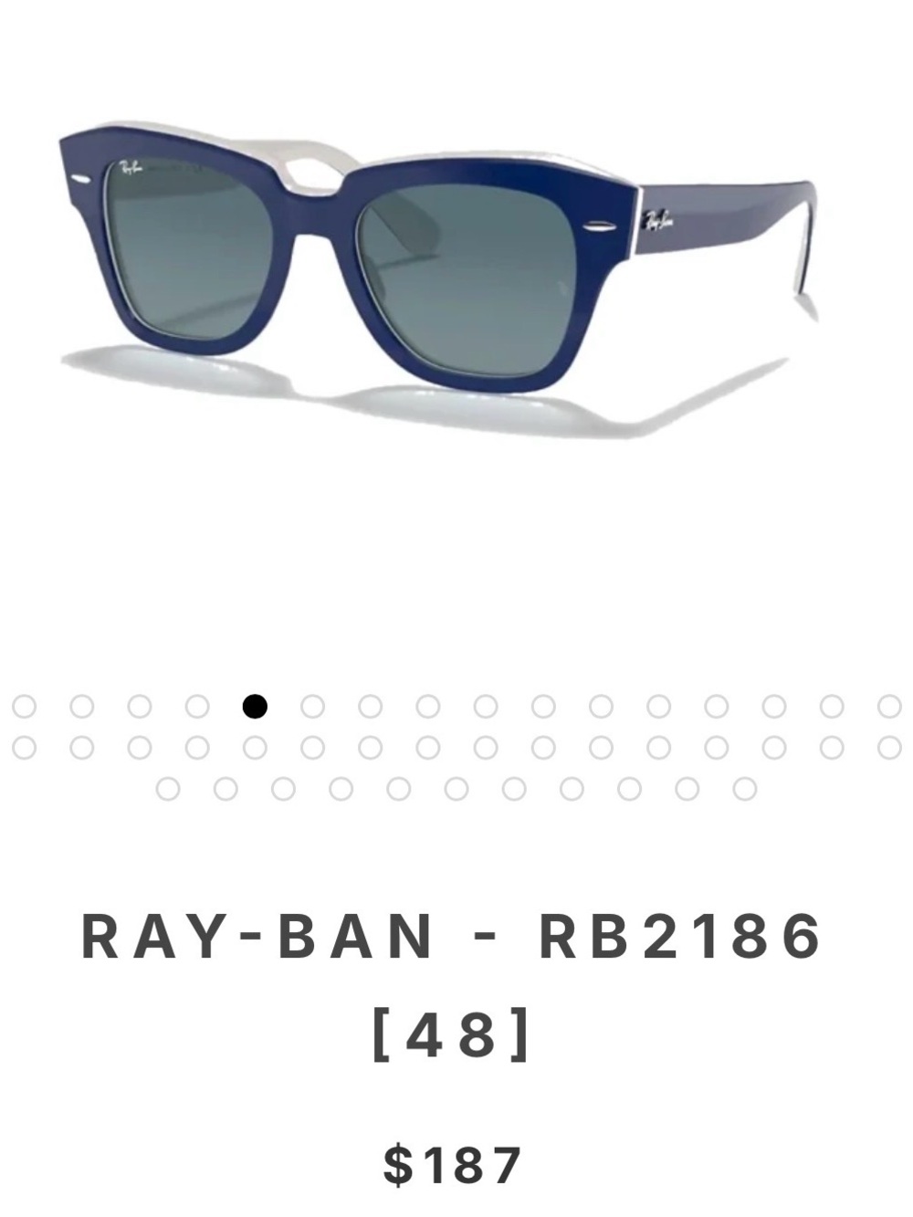 BNIB Ray-Ban RB2186 State Street unisex Sunglasses in Navy Blue